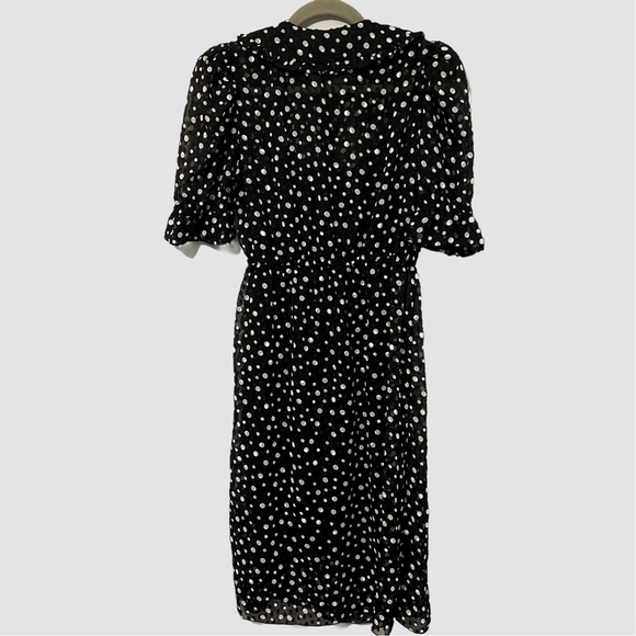 Marc Jacobs The Kat Polka-Dot Midi Chiffon Dress Crystal Heart Buttons Size 0 - Picture 7 of 13
